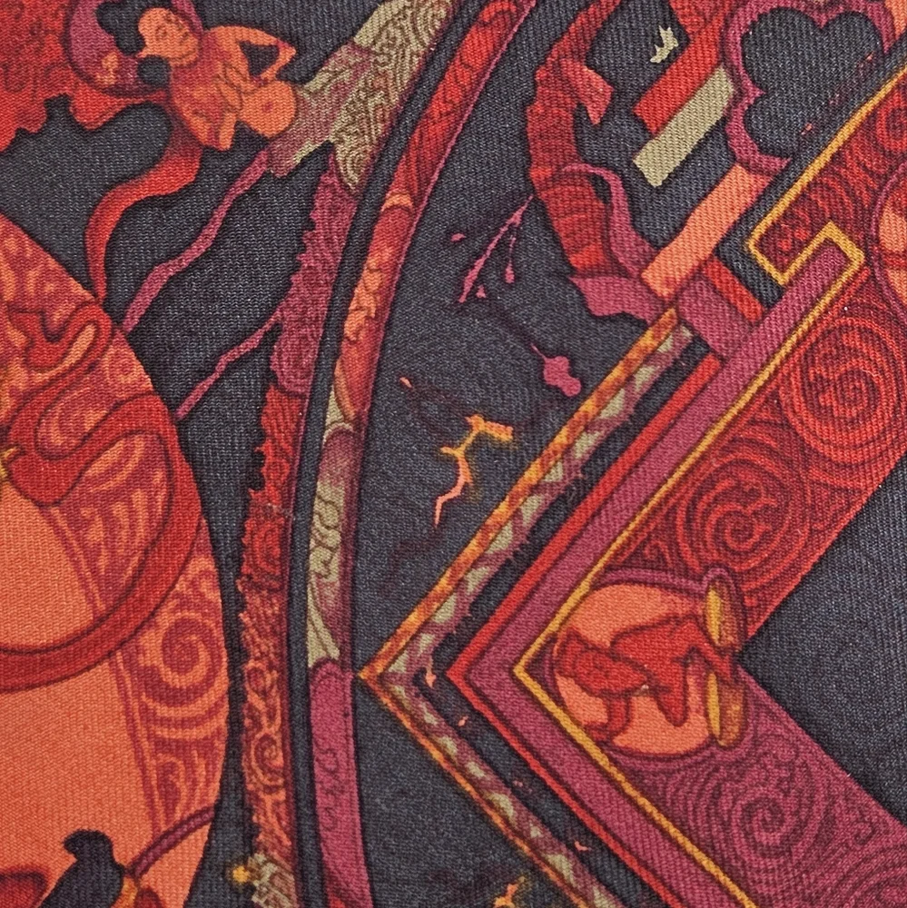 Gianfranco Ferré Baroque Abstract Silk Tie Red Black Gold Made in Italy